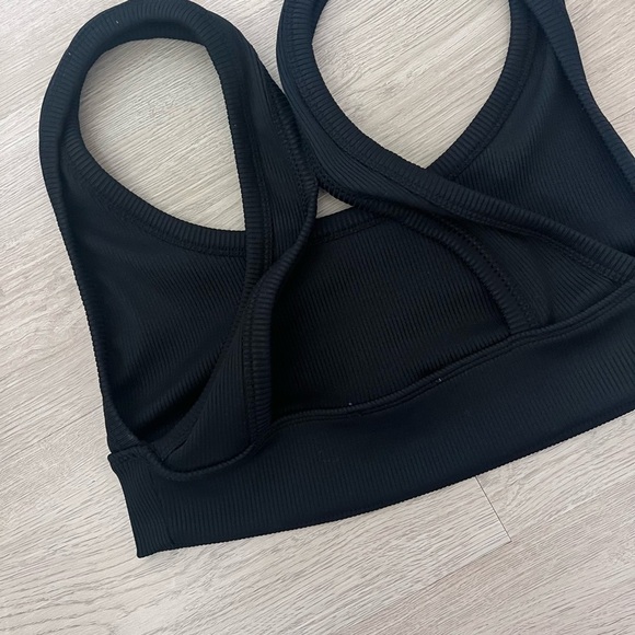 Zara Raceback Black Ribbed Cropped Top Size Large - Picture 10 of 12